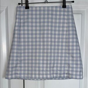 Brandy Melville Blue Plaid A-Line Mini Skirt